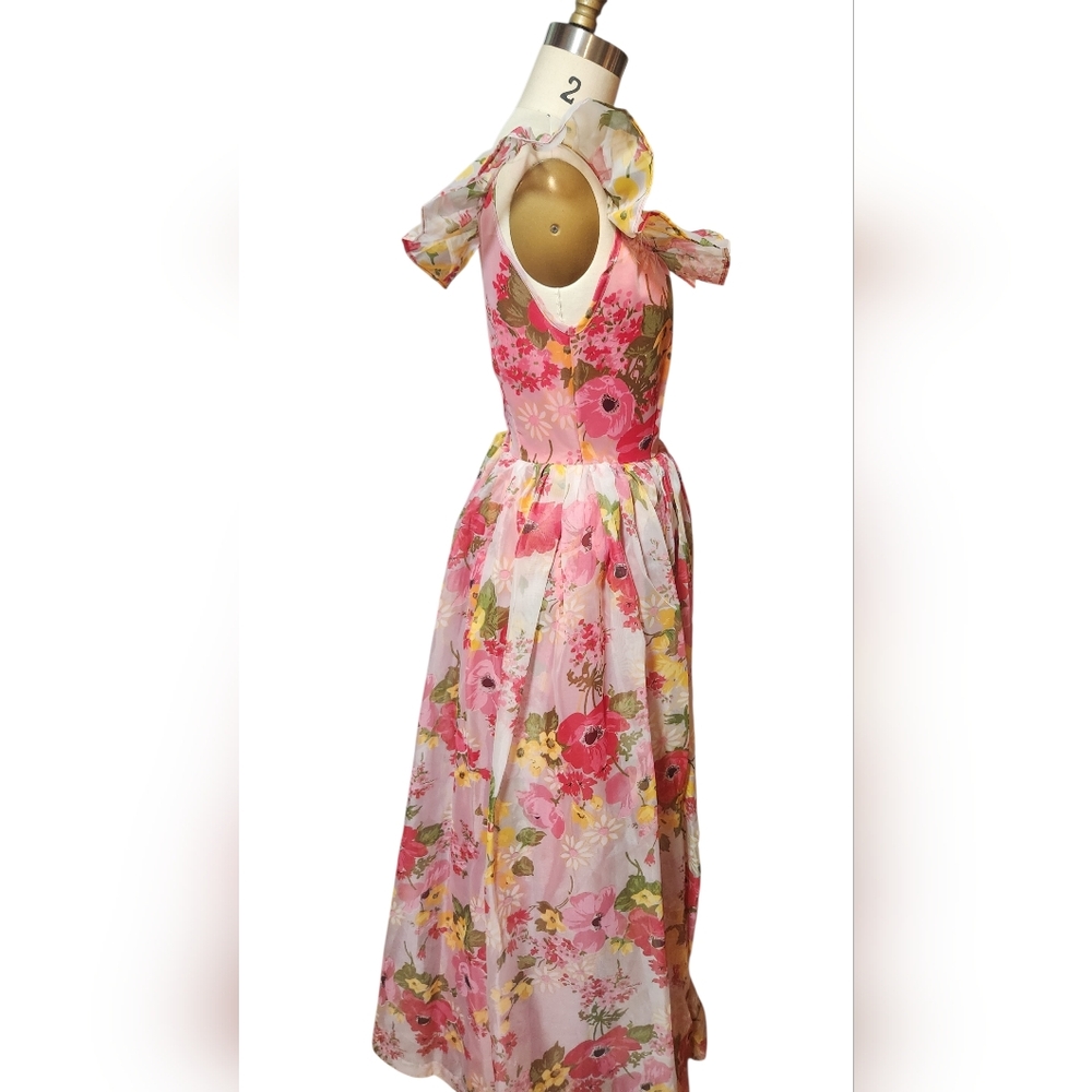Vintage Handmade Sheer Floral Dress - Picture 4 of 6